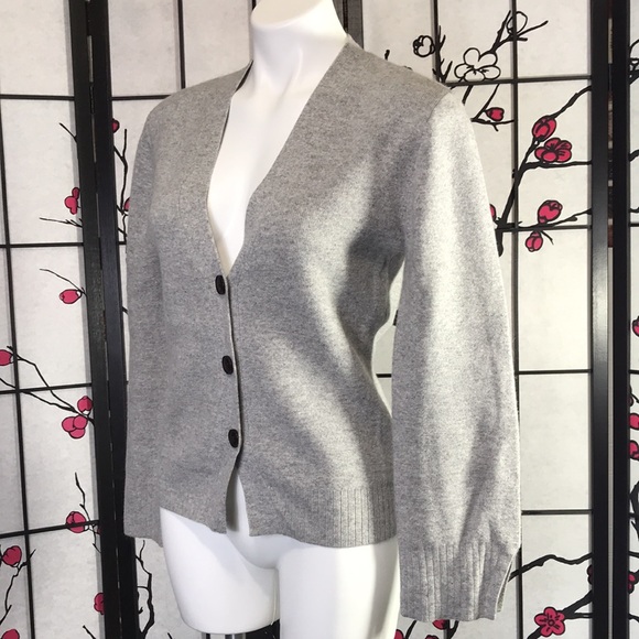 🐲💙 Maeve by Anthropologie Cashmere Collection Essa Grey Button Down Cardigan - Picture 13 of 15